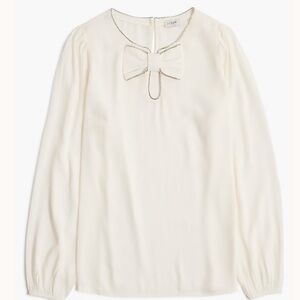 ✨ J.Crew Ivory Bow Blouse w/ Rhinestone Trim | NWT | XS ✨